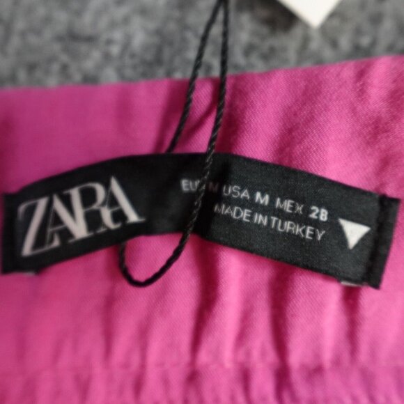 Zara Women's Pants M Pink Wide Leg High Rise Pleated NEW - Picture 8 of 12